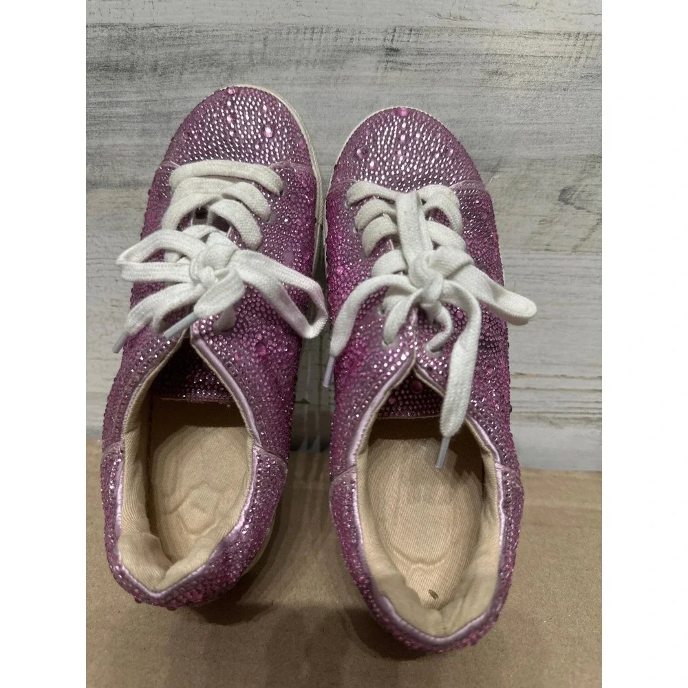 Steve Madden Rhinestone Sneakers Girls‎ Youth 3 Pink Bling Low Top Shoes